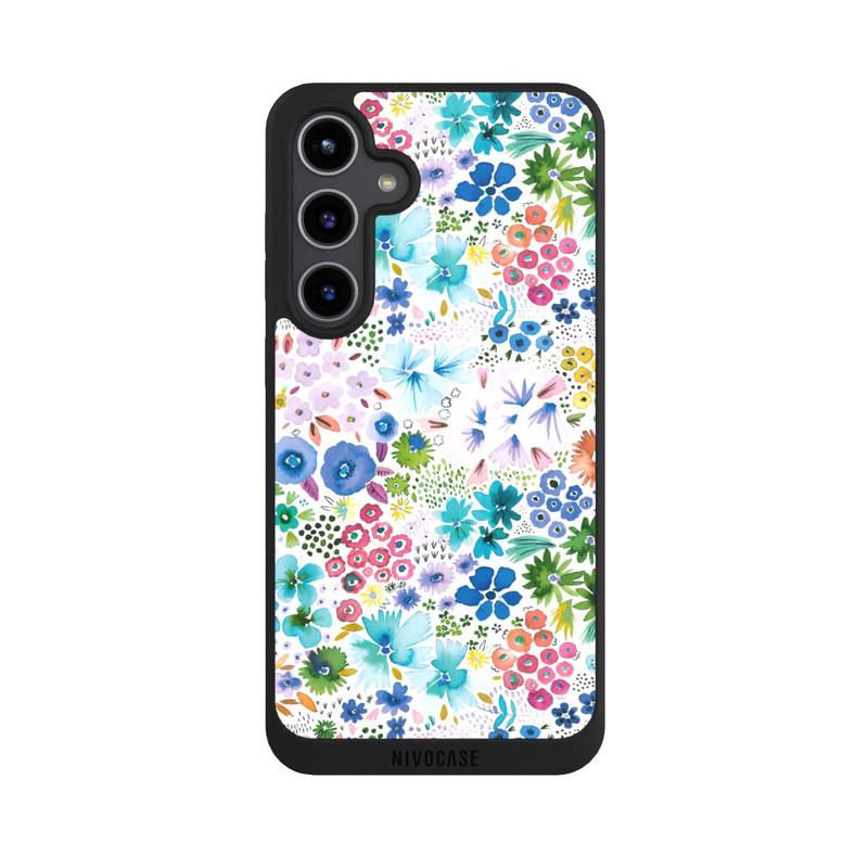 Galaxy S24 + NIVOpure Kunstvolle kleine Frühlingsblumen blau
