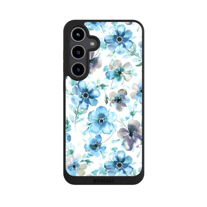 Galaxy S24 + NIVOpure Motif de fleurs bleues Tendance