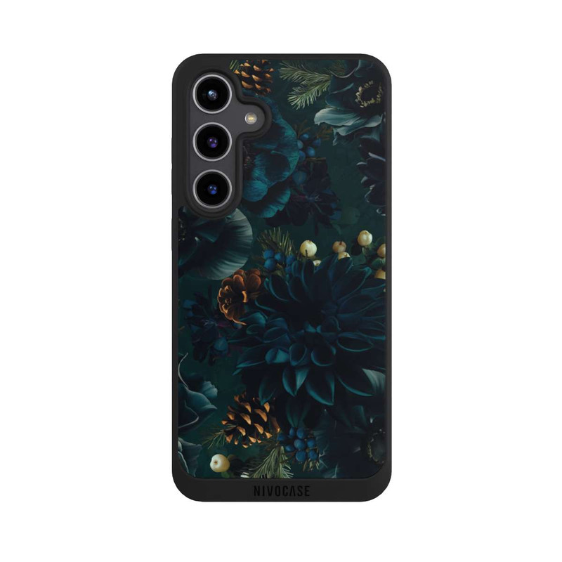 Galaxy S24 + NIVOpure Motif de fleurs vert et bleu
