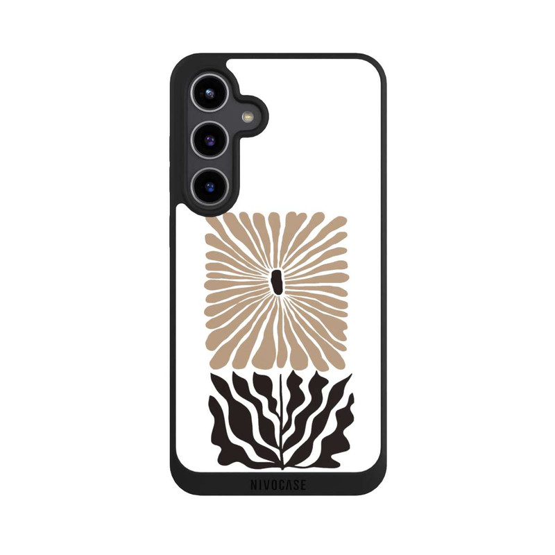 Galaxy S24 + NIVOpure Fleur Bohème Marron sur Blanc