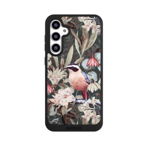 Samsung Galaxy S23 FE NIVOpure Orangefarbener Vogel im Vintage Blumenmuster