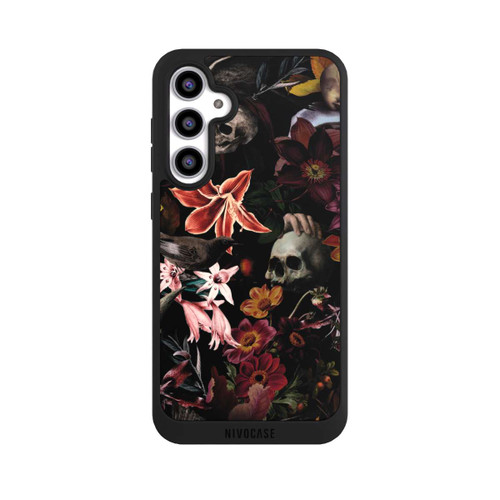 Samsung Galaxy S23 FE NIVOpure Totenköpfe und Blumen auf dunklem Hintergrund