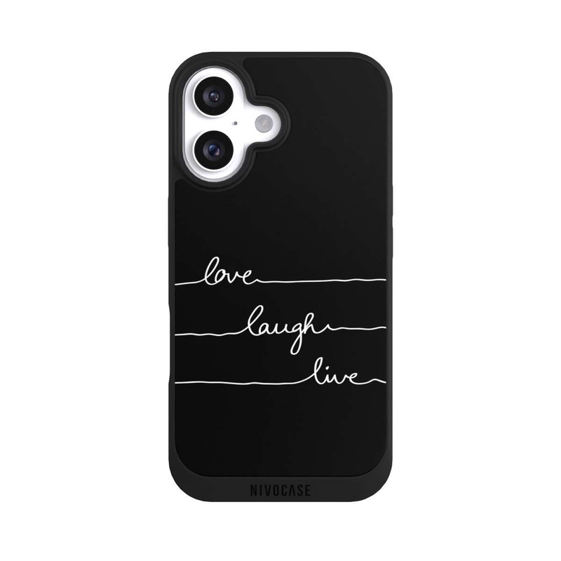 iPhone 16 NIVOpure Love Laugh Live weiß/schwarz