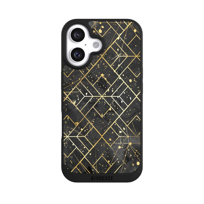 iPhone 16 NIVOpure Marble Black Grid
