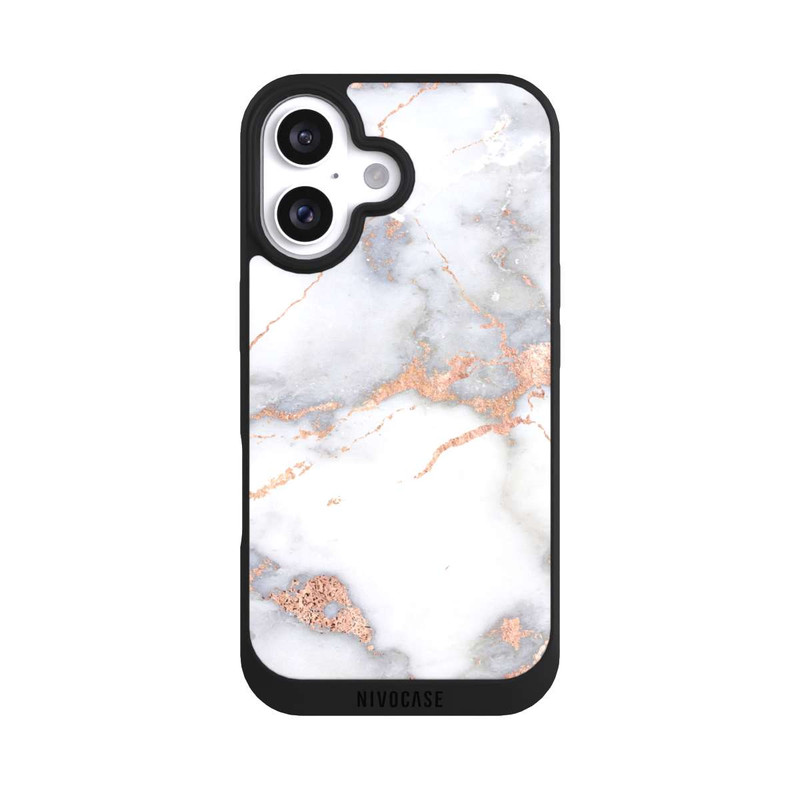 iPhone 16 NIVOpure White and Golden Marble Look