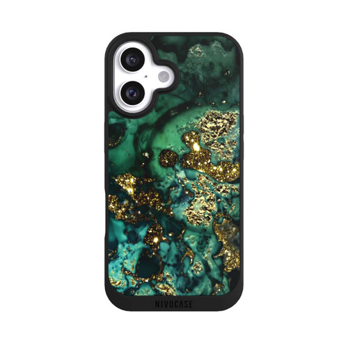 Apple iPhone 16 NIVOpure Cyan Glitter Marble Look
