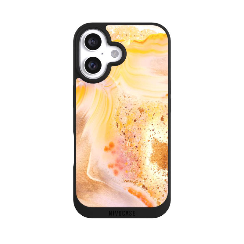 iPhone 16 NIVOpure Orangefarbener Glitzer Marmorlook