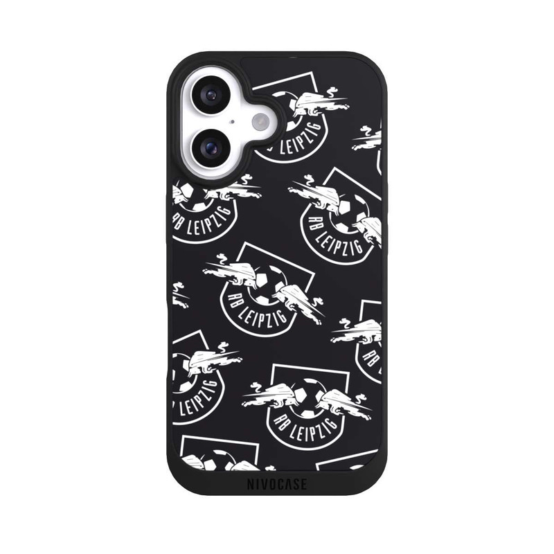 iPhone 16 NIVOpure Logos RB Leipzig Weiß auf Schwarz