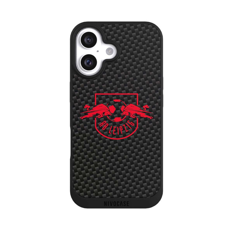 iPhone 16 NIVOpure Rotes RB Leipzig Logo auf Carbonoptik