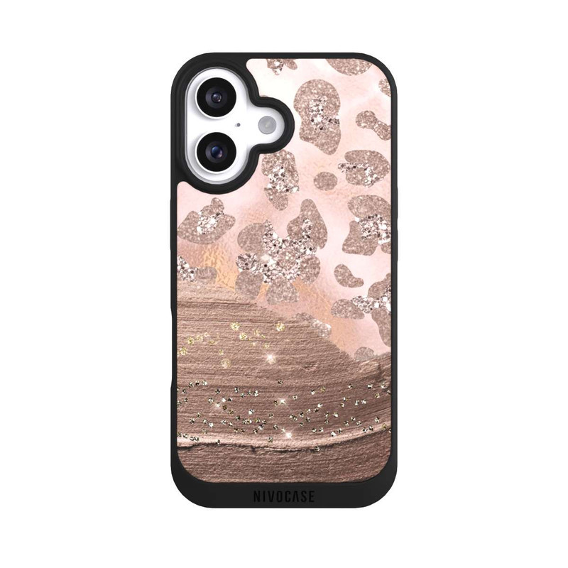 iPhone 16 NIVOpure Silberner Leoparden Glitzerlook