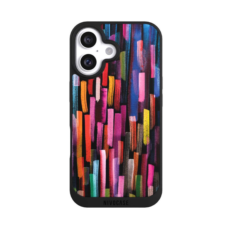 iPhone 16 NIVOpure Bunte Pinselstriche schwarz