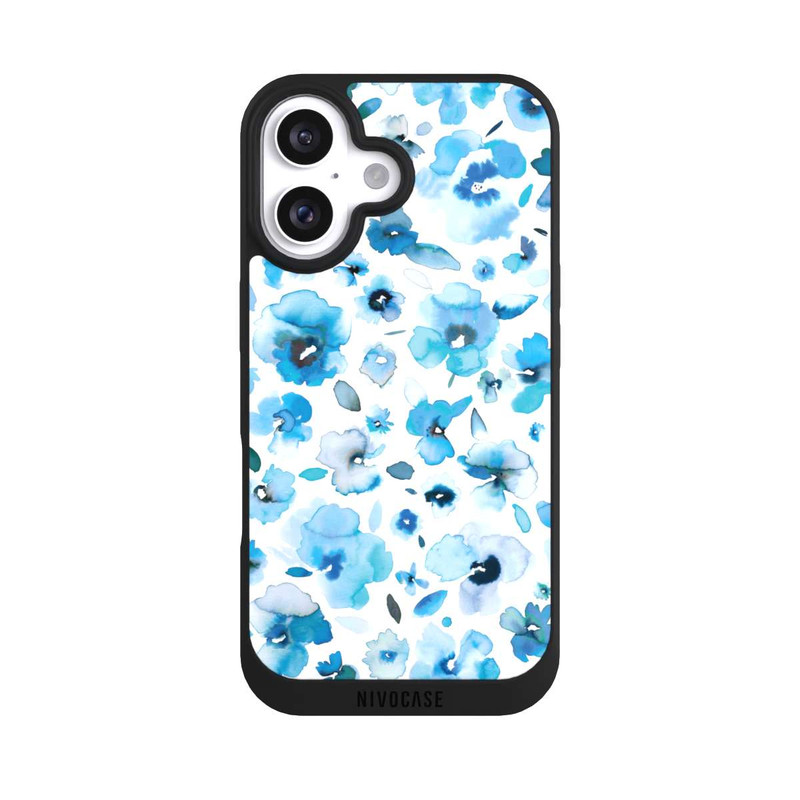 iPhone 16 NIVOpure Blaue tropische Blumen