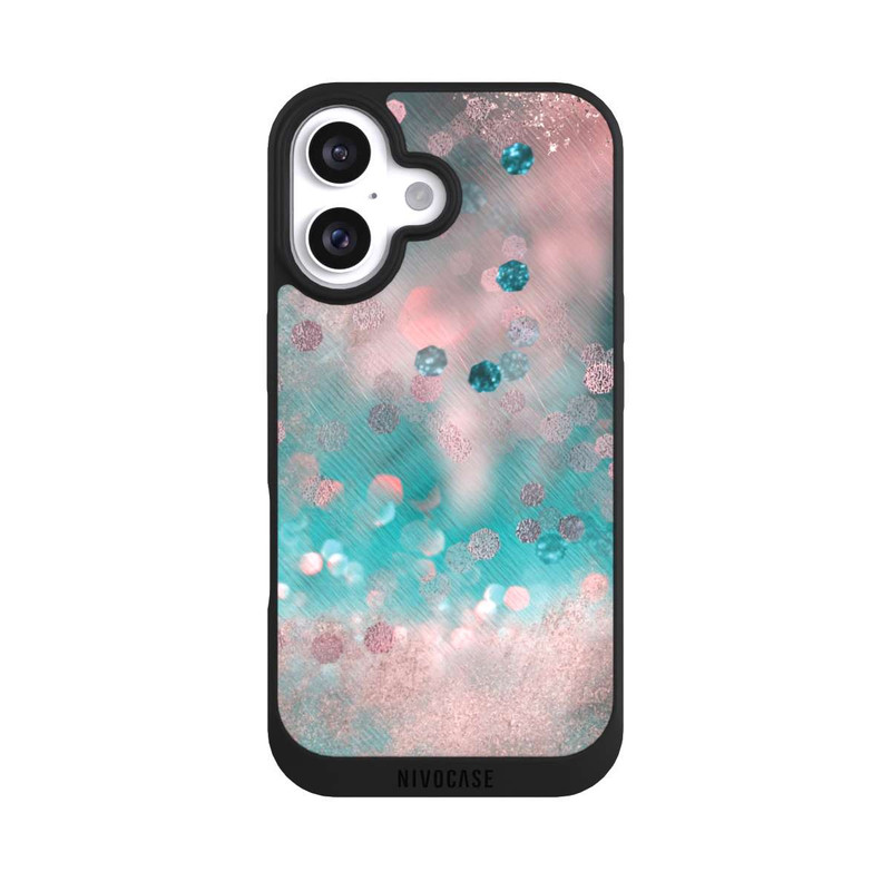 iPhone 16 NIVOpure Türkis-glamouröser Glitzerlook