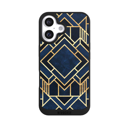 Apple iPhone 16 NIVOpure Kunst Deko Blau Golddruck
