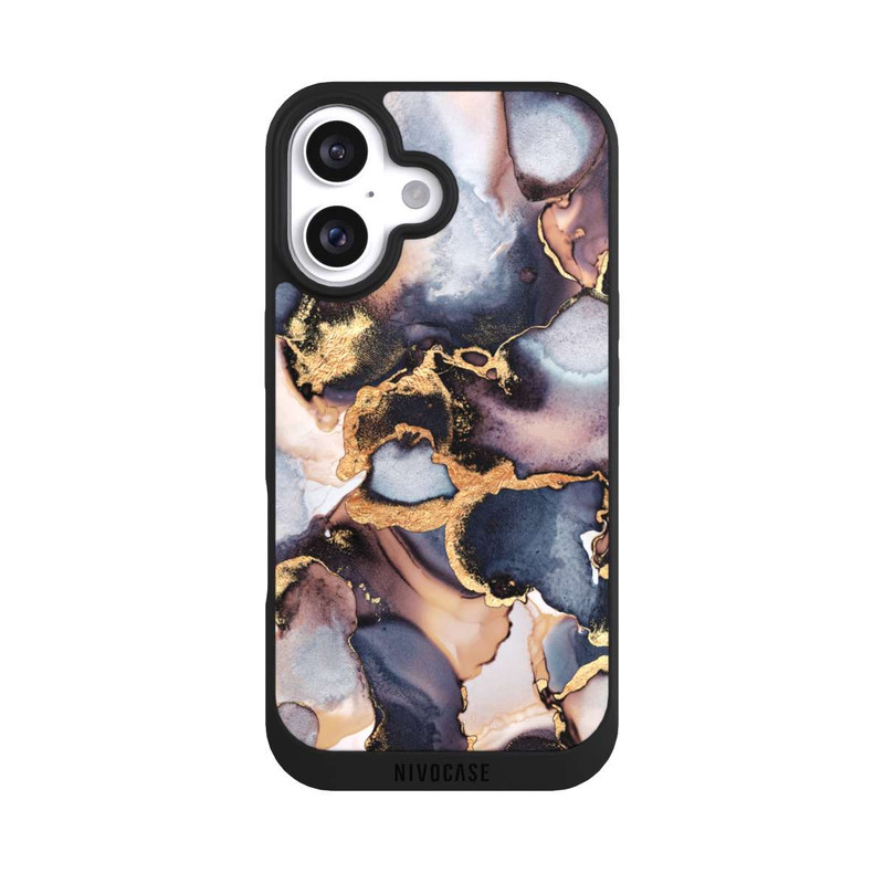 iPhone 16 NIVOpure Dreamy Ink Grey Gold Print