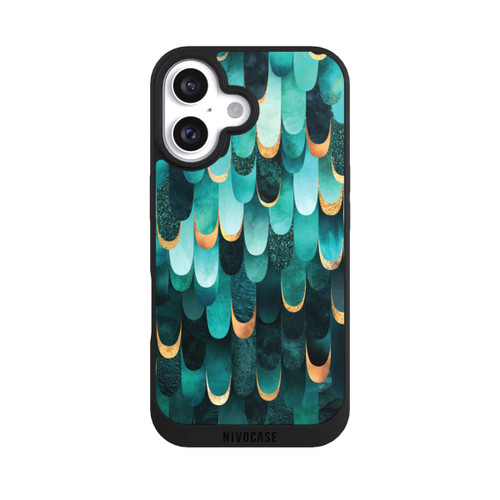 Apple iPhone 16 NIVOpure Feathered Turquoise Gold Print