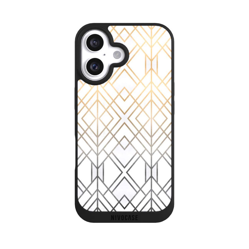 iPhone 16 NIVOpure Gold und Grauer Geo Golddruck