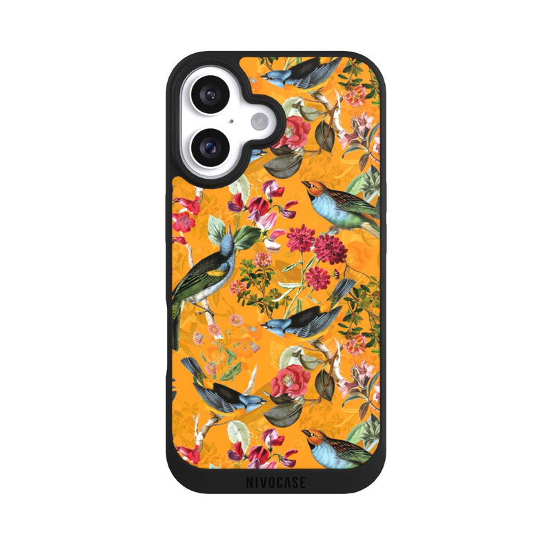 iPhone 16 NIVOpure Tapete mit Vögeln und Blumen