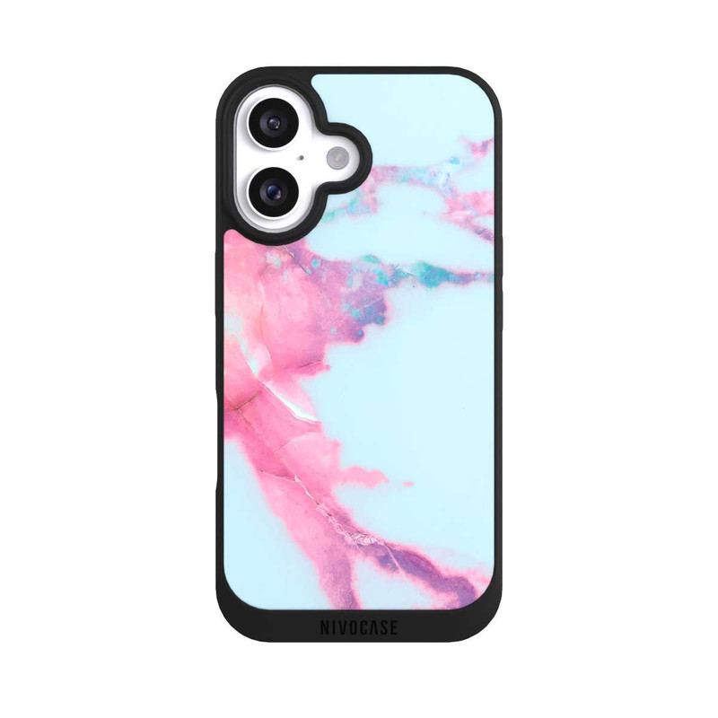 iPhone 16 NIVOpure Hellblauer schillernder Adermarmor