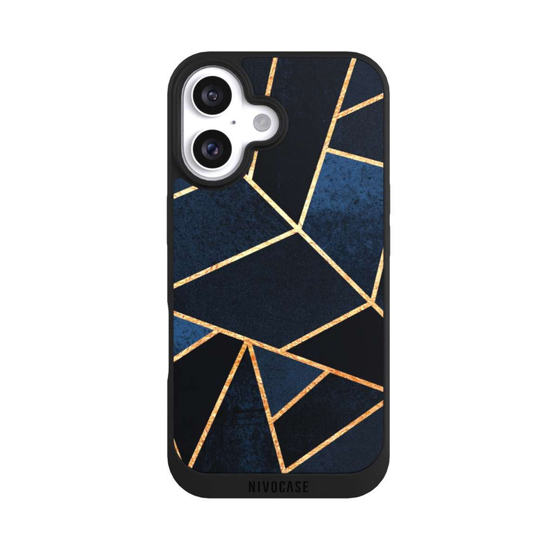 iPhone 16 NIVOpure Navy Stein Golddruck