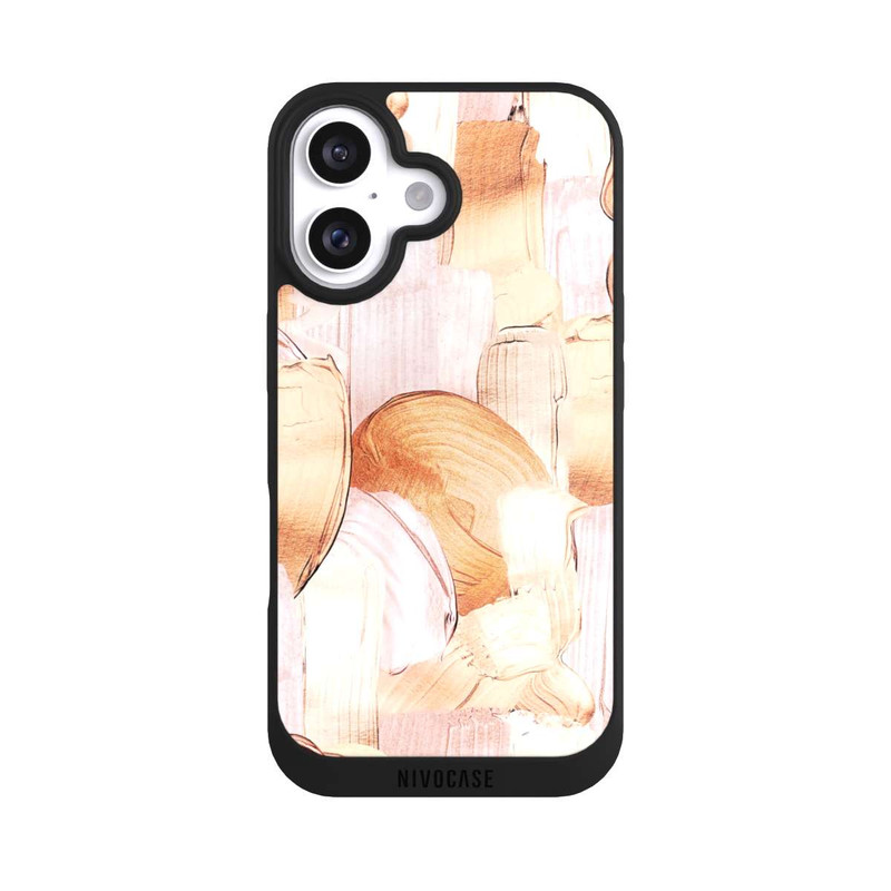 iPhone 16 NIVOpure Weiß/Gold Pinsel Muster