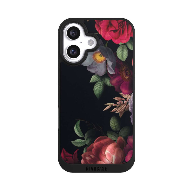 iPhone 16 NIVOpure Blumen Auf Schwarz