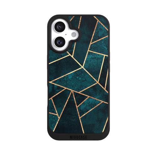 Apple iPhone 16 NIVOpure Deep Teal Stone Gold Print