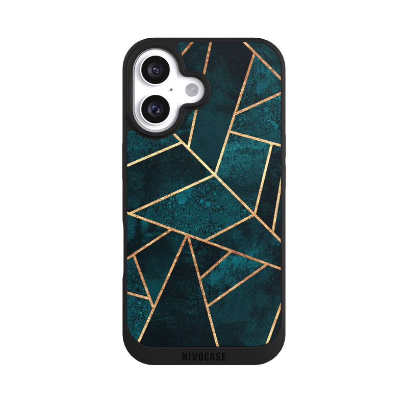 iPhone 16 NIVOpure Tief Blaugrün Stein Gold Druck