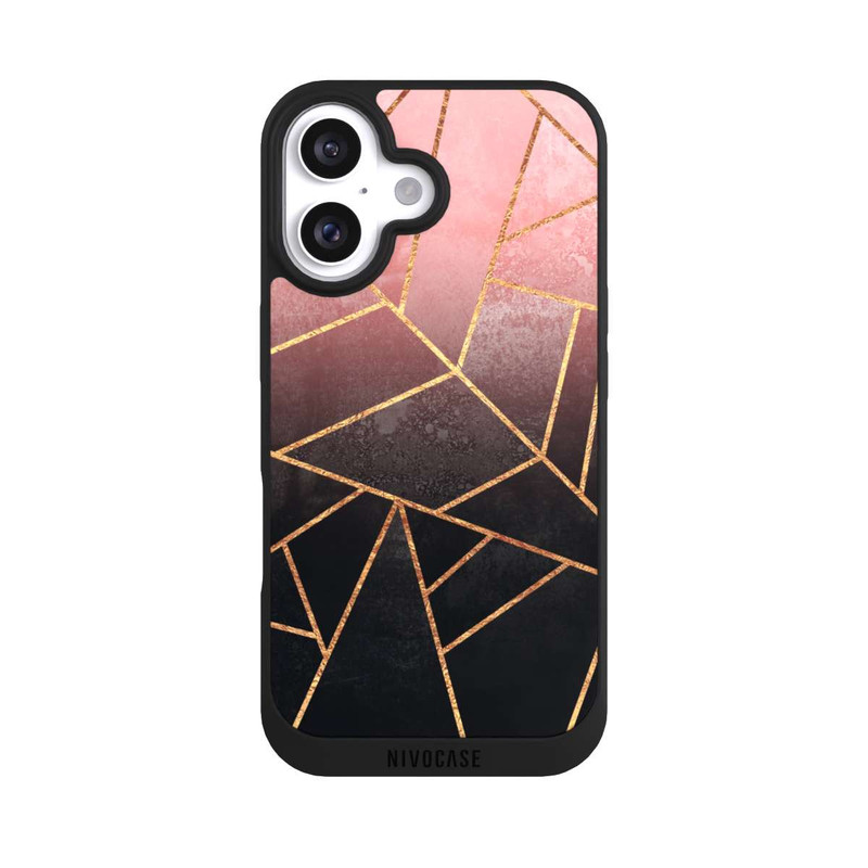 iPhone 16 NIVOpure Pinker und Schwarzer Stein Gold Druck
