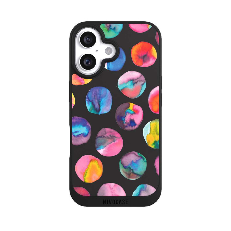 iPhone 16 NIVOpure Colorful Ink Marbles Dots Black
