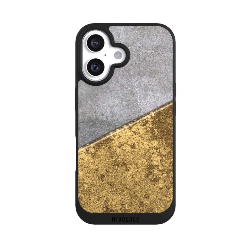 iPhone 16 NIVOpure Beton und Goldlook