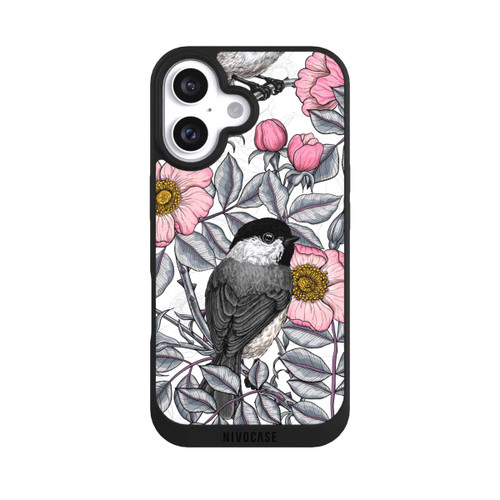 Apple iPhone 16 NIVOpure Schwarzkopfmeisen und Wilde Rosen