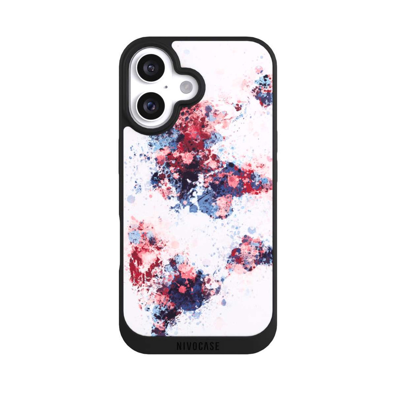 iPhone 16 NIVOpure Weltkarte Farbenspritzer Blau Rot