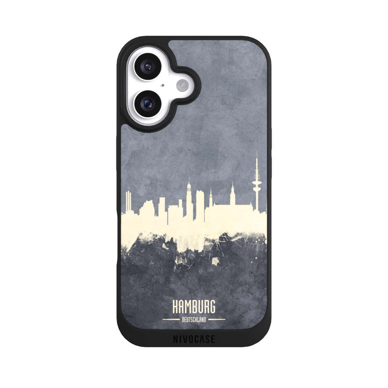 iPhone 16 NIVOpure Hamburg Skyline Grau