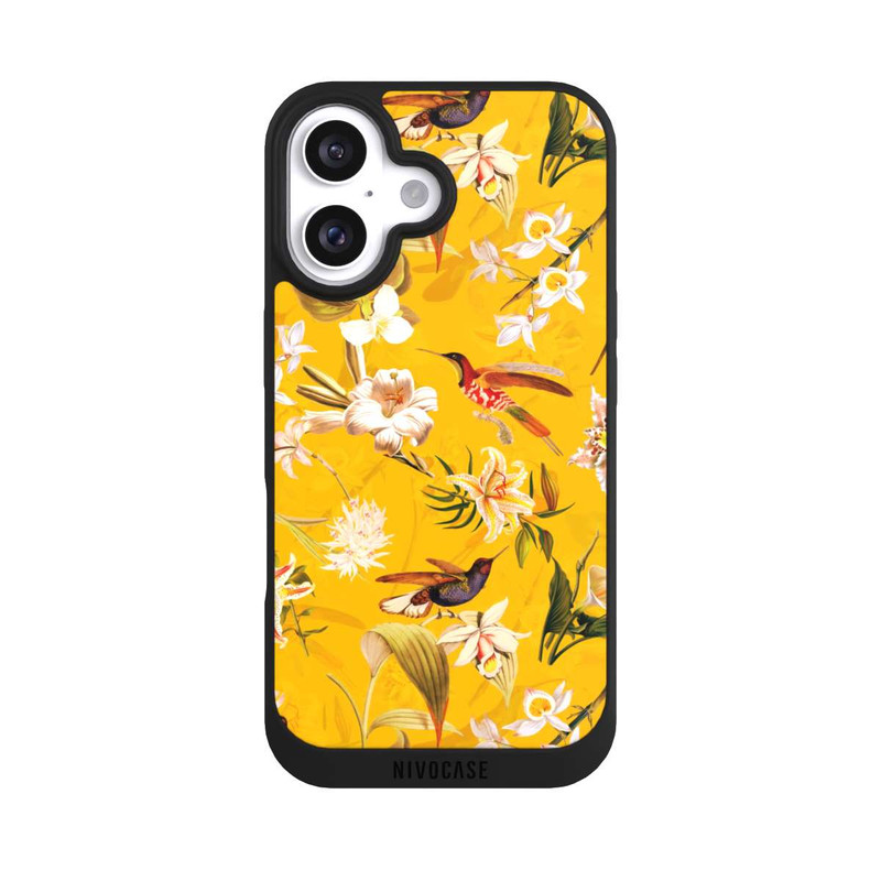 iPhone 16 NIVOpure Kolibrimuster gelb