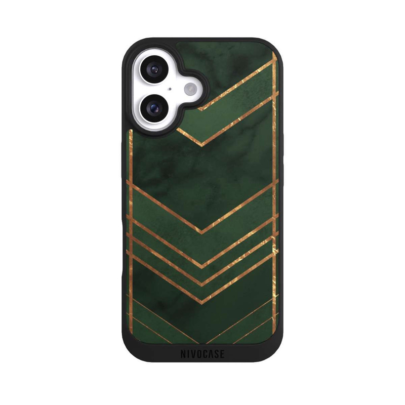 iPhone 16 NIVOpure Dark Green Pattern Golden Stripes