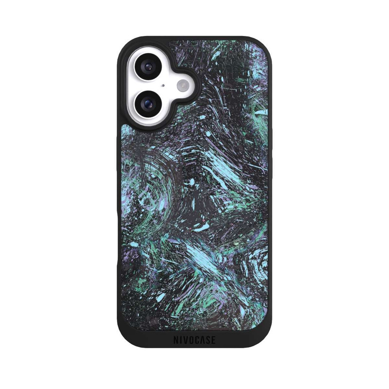 iPhone 16 NIVOpure Abstrakt tropfender Staub lila