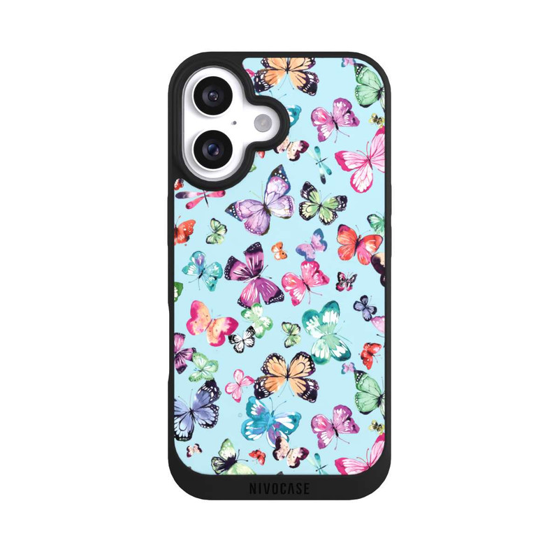 iPhone 16 NIVOpure Schmetterlinge rosa orange blau