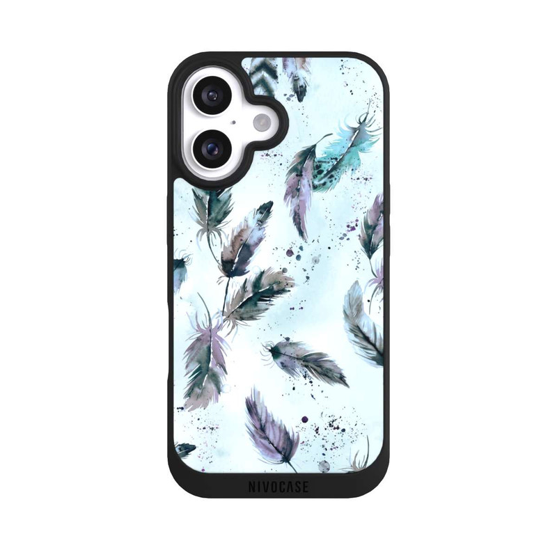 iPhone 16 NIVOpure Magische Federn Sanftes Blau