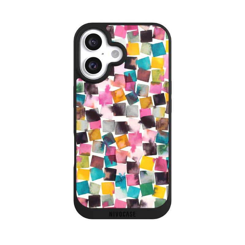 iPhone 16 NIVOpure Plaids Géométriques Aquarelle Rose