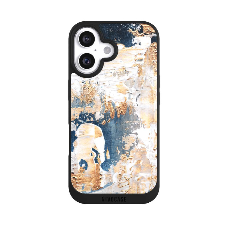 iPhone 16 NIVOpure Abstraktion Blau und Gold