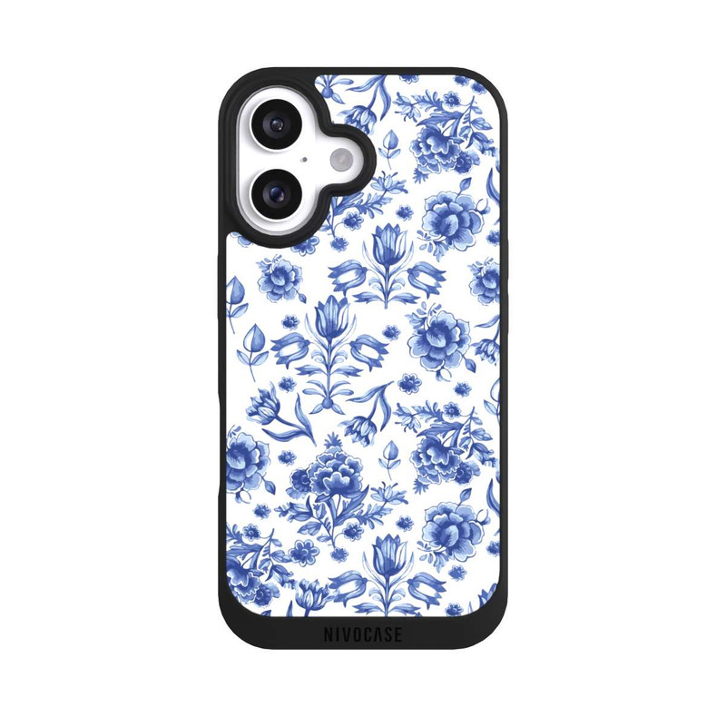 iPhone 16 NIVOpure Blaues Blumenmuster