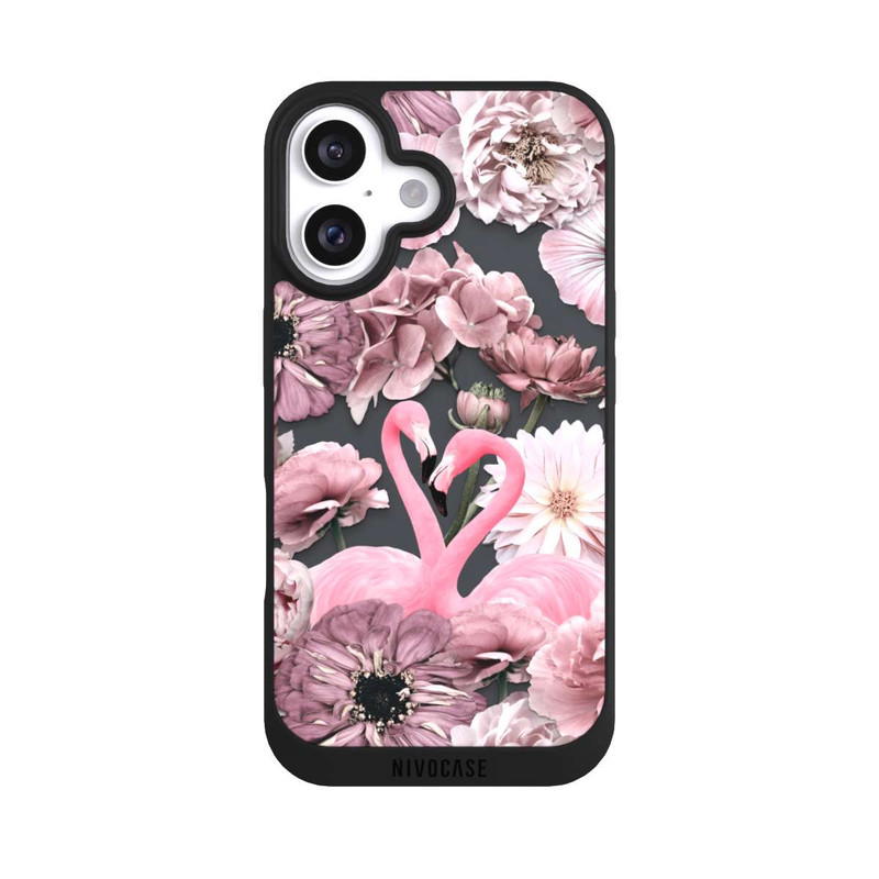 iPhone 16 NIVOpure Flamants roses en motif de fleurs
