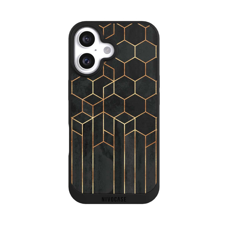 iPhone 16 NIVOpure Schwarze Sechsecke