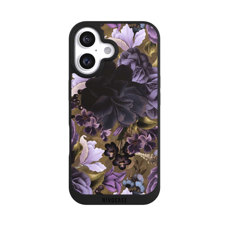 iPhone 16 NIVOpure  Lila und goldene Vintageblumen
