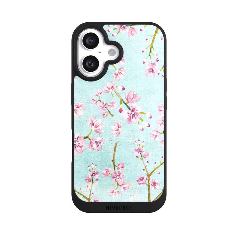 iPhone 16 NIVOpure Cherry Blossom Twigs Pattern Light Blue