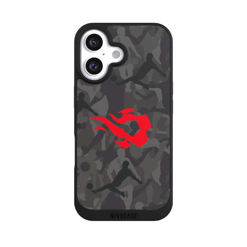 iPhone 16 NIVOpure Belgian Red Flames Camouflage Grey