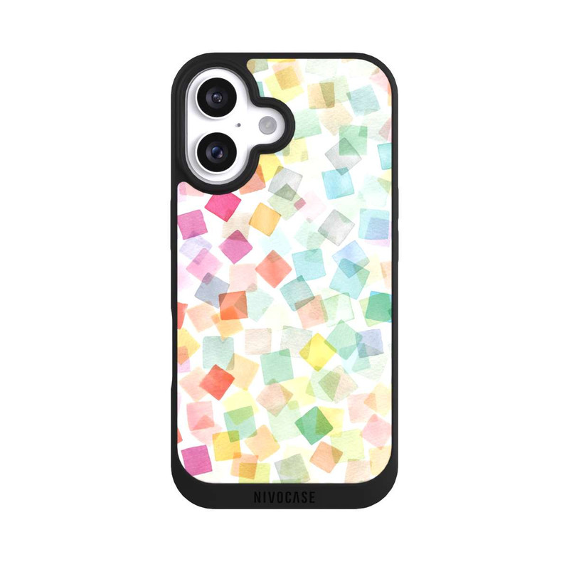 iPhone 16 NIVOpure Konfetti geometrische Plaids Regenbogen