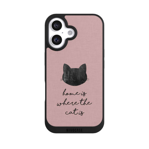Apple iPhone 16 NIVOpure Home Is Where The Cat Is - Black on Pink