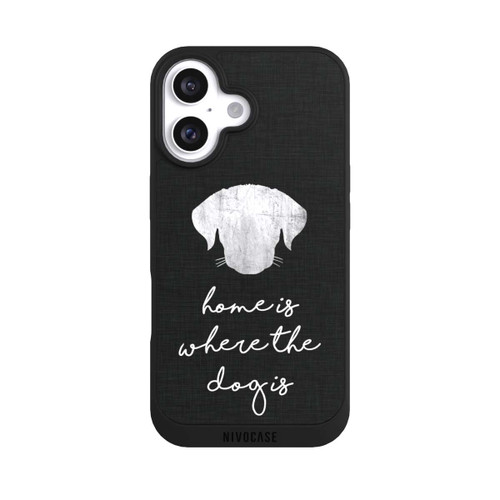 Apple iPhone 16 NIVOpure Home Is Where The Dog Is - Weiß auf Schwarz